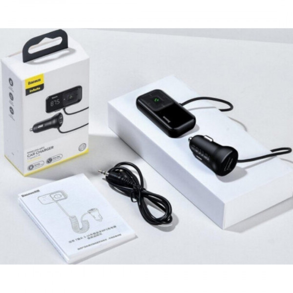 Автомобільний зарядний пристрій Baseus FM Launcher S-16 10W 2USB+AUX Black (CCMT000201)
