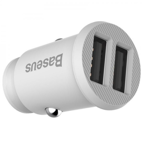  Автомобільний зарядний пристрій Baseus Grain 31A 2USB White