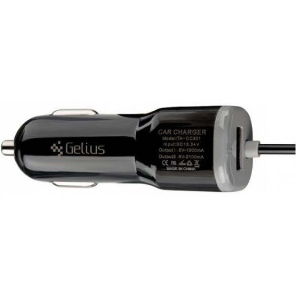  Автомобільний зарядний пристрій Gelius Ultra Edition USB + MicroUSB 1A Black