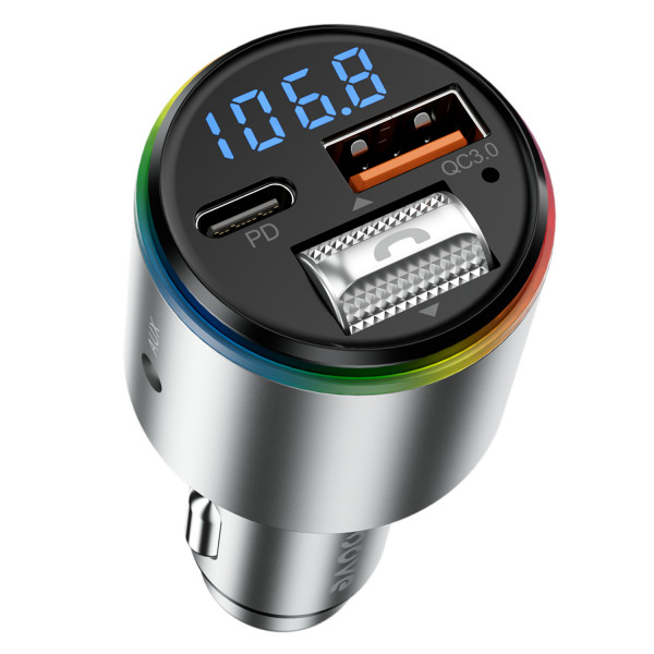  Автомобільний зарядний пристрій Proove FM Launcher Power Drive 30W (PD+QC30) Type-C+USB+AUX Silver (FMPD30110006)