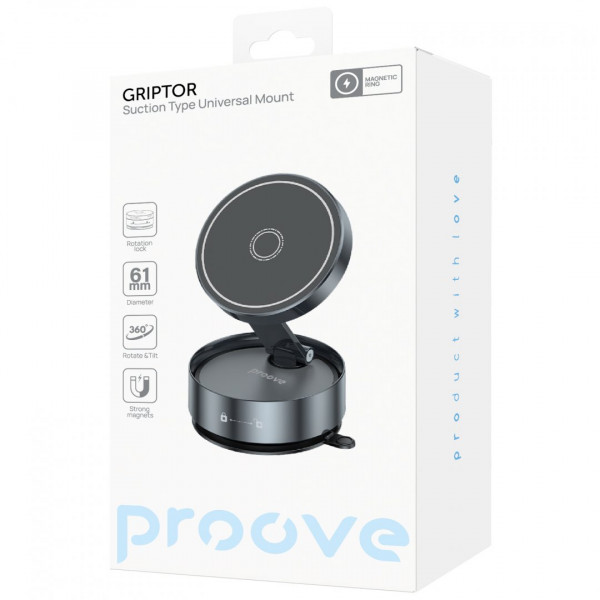  Автомобільний тримач Proove Griptor Suction Type Universal Mount Gray (CHGRP0000003)