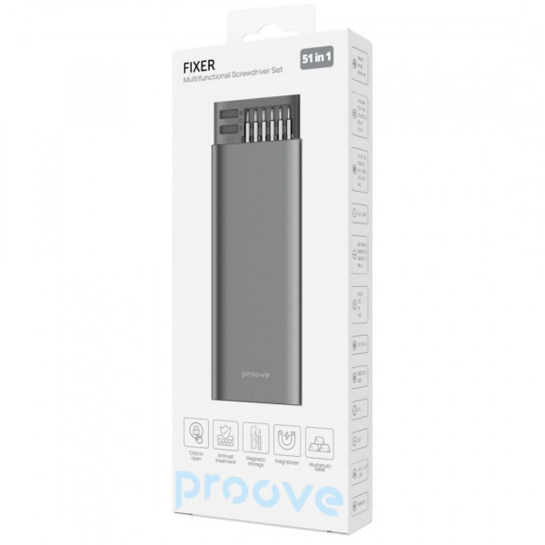  Багатофункціональний набір викруток Proove Fixer 51in1 Gray (MTSF51000003)