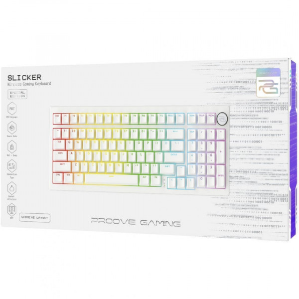  Бездротова клавіатура Proove Gaming Slicker Special Edition (Ukraine Layout) White/Purple (WKSLSE022416)