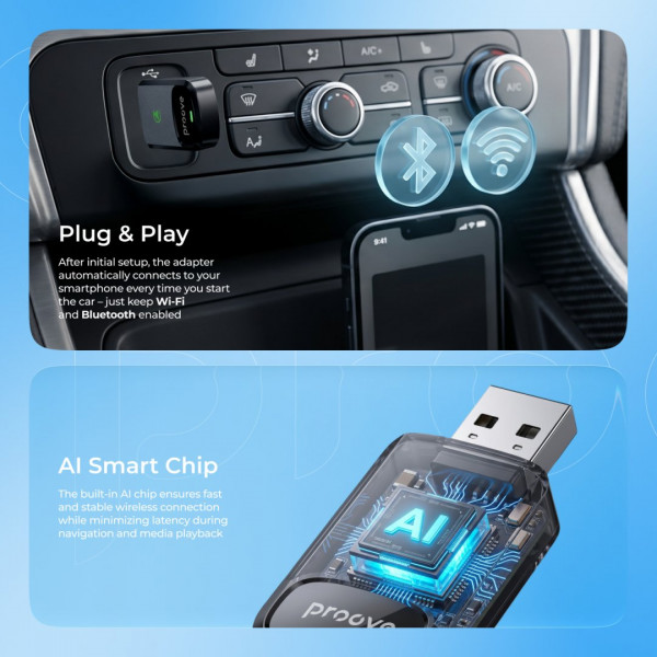  Бездротовий адаптер Proove Unity 2in1 CarPlay / Android Auto (WAPU00100003)