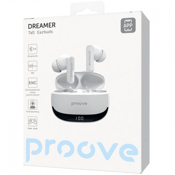  Бездротові навушники Proove Dreamer TWS with ANC White (TWDM0001AP02)