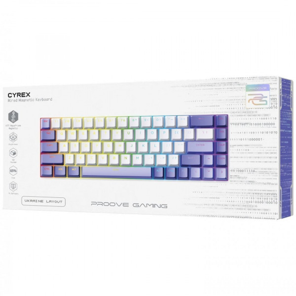  Дротова магнітна клавіатура Proove Gaming Cyrex (Ukraine Layout) White/Purple (MKCR00022417)