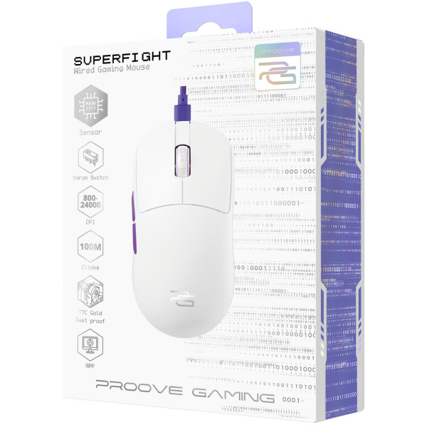  Дротова ігрова миша Proove Gaming Superfight Wired White/Purple (GMSW00102002)