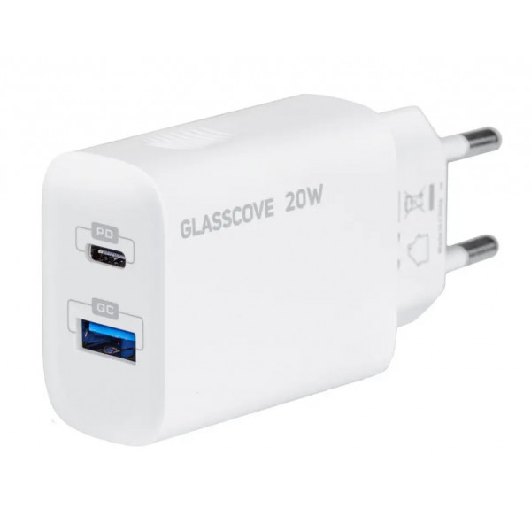  Сетевое зарядное устройство Glasscove 20W 2-PORT TYPE-C + USB TC-012APQ20
