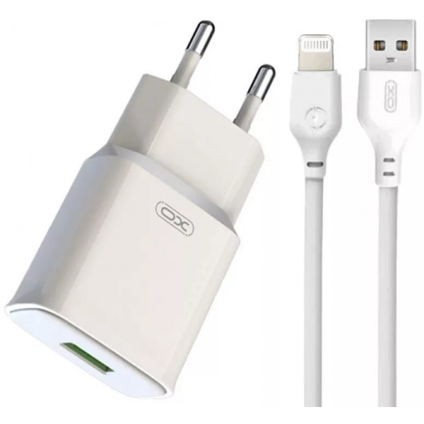  Сетевое зарядное устройство XO L92D QC30 18W Lightning Cable