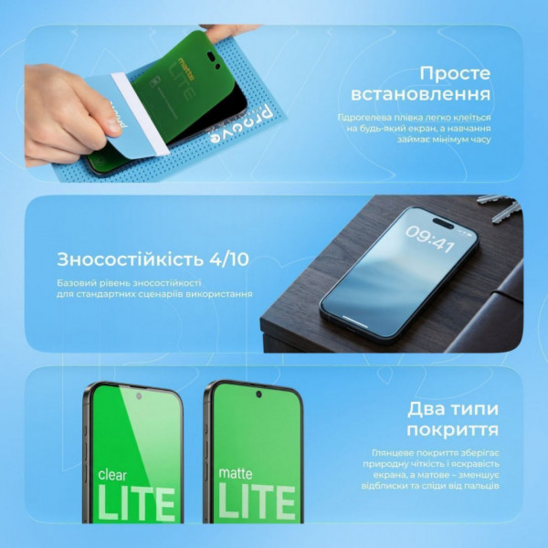  Захисна гідрогелева плівка Proove Hydrogel Screen Protection LITE Matte (GGLT21400150)