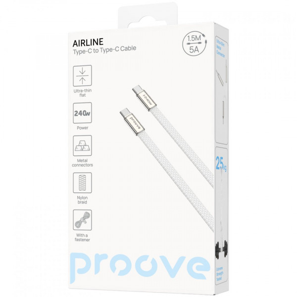  Кабель Proove AirLine Type-C to Type-C 240W (15m) White (CCAI24002202)