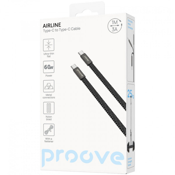  Кабель Proove AirLine Type-C to Type-C 60W (1m) Black (CCAI60002201)