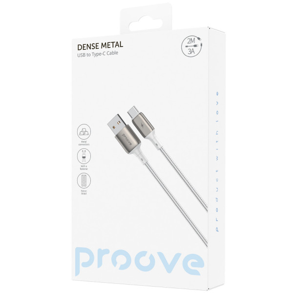  Кабель Proove Dense Metal Type-C 24A (2m) White (CCDM20001222)