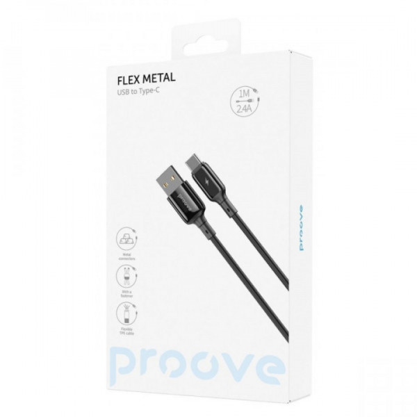  Кабель Proove Flex Metal USB to Type-C (1m) Black (CCFM20001201)