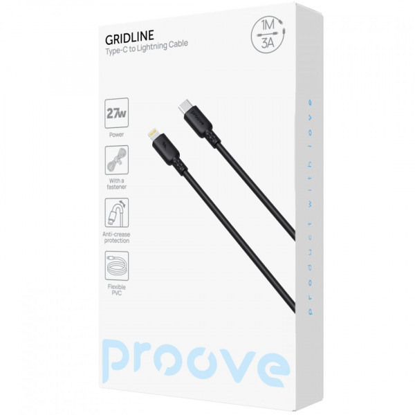  Кабель Proove GridLine Type-C to Lightning 27W (1m) Black (CCGL27002101)