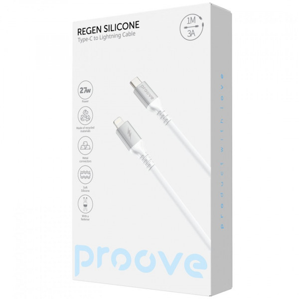  Кабель Proove ReGen Silicone Type-C to Lightning 27W (1m) White (CCRS60002102)