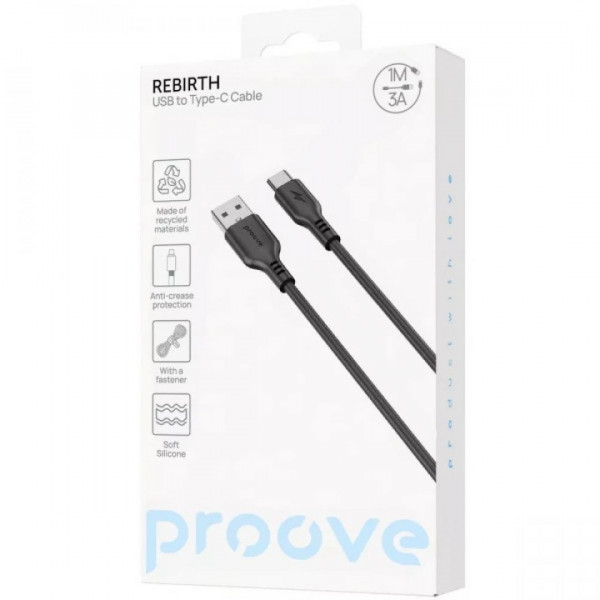  Кабель Proove Rebirth USB to Type-C 24A (1m) Black (CCRE60001201)
