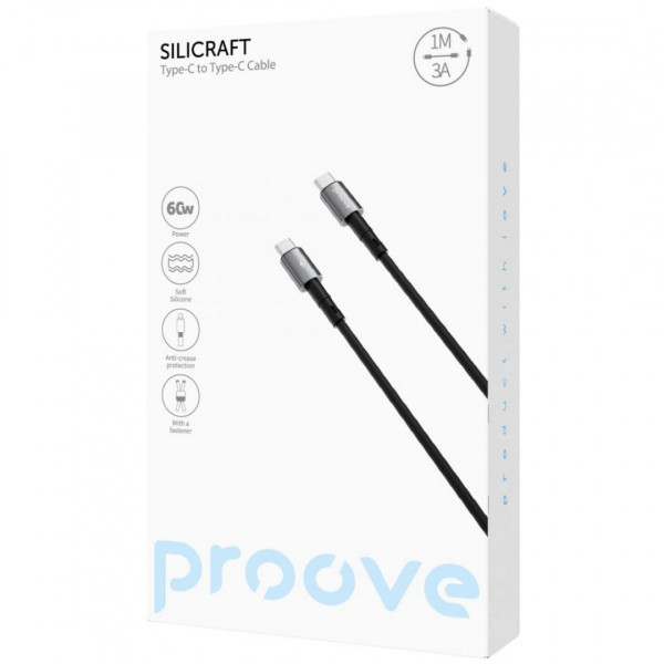  Кабель Proove Silicraft Type-C to Type-C 60W (1m) Black (CCSC60002201)