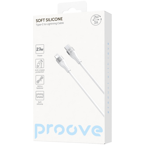  Кабель Proove Soft Silicone Type-C to Lightning 27W (2m) White (CCSO27002122)