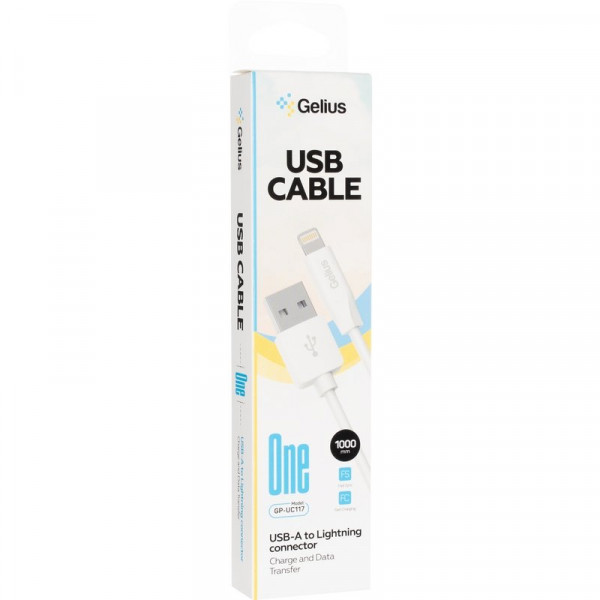  Кабель USB Gelius One GP-UC117 Lightning 1m (12W) White
