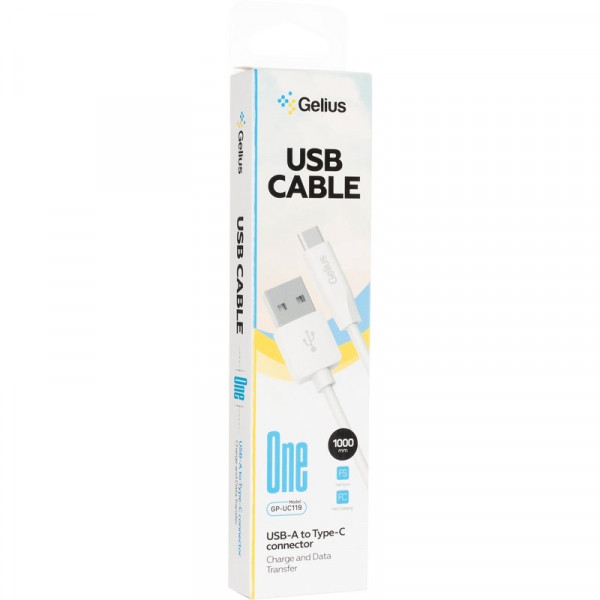  Кабель USB Gelius One GP-UC119 1m (12W) Type-C White
