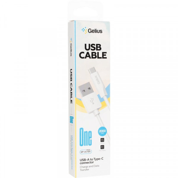  Кабель USB Gelius One GP-UC120 2m (12W) Type-C White