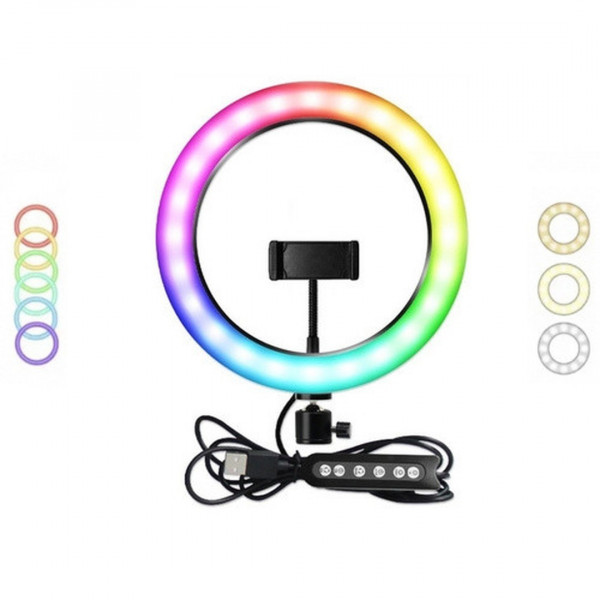  Кільцева лампа RGB MJ26 Black 26см