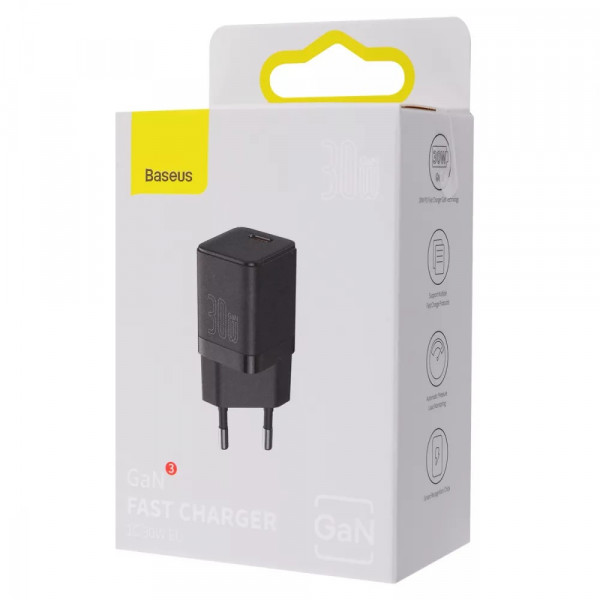  Мережевий зарядний пристрій Baseus GaN3 Fast Charger 30W 1 Type-C Black