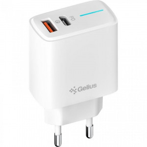  Мережевий зарядний пристрій Gelius Radiance Type-C+USB 25W White + кабель Lightning (GP-HC058)