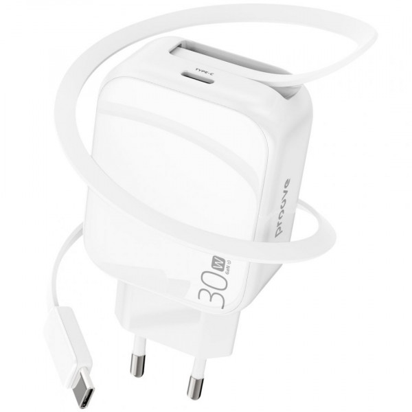  Мережевий зарядний пристрій Proove Fixtape GaN 30W (Type-C) White (WCFP30010202)