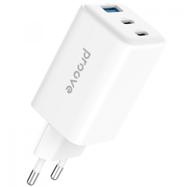  Мережевий зарядний пристрій Proove Pocket GaN 65W (2Type-C + USB) White (WCPG65121202)