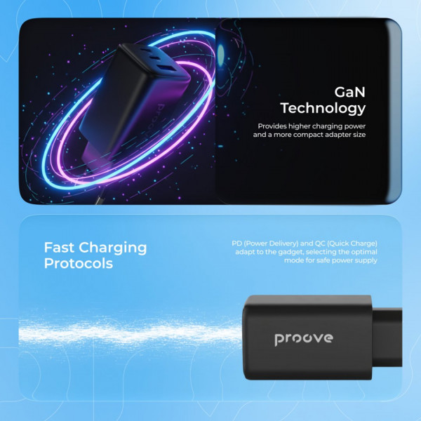  Мережевий зарядний пристрій Proove Pocket GaN 65W (2Type-C + USB) White (WCPG65121202)