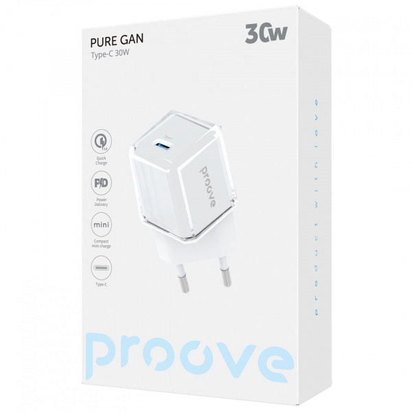  Мережевий зарядний пристрій Proove Pure GaN 30W Type-C White (WCPU30012202)