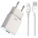  Мережевий зарядний пристрій XO L92D QC30 18W Lightning Cable