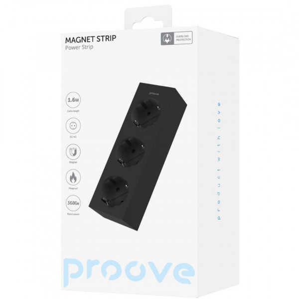  Мережевий фільтр Proove Magnet Strip (3xAC) 16m Black (PSMS25000001)