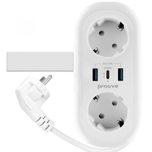 Мережевий фільтр Proove Supercoil 20W (2xAC + Type-C + 2xSB) 15m White (PSPS25002102)
