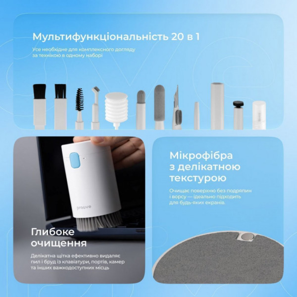  Багатофункціональний набір для чищення Proove Mr Cleaner 20in1 White (MCS00002002)
