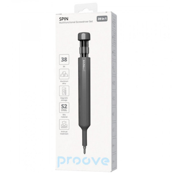  Багатофункціональний набір викруток Proove Spin 39in1 Gray (MTSS39000003)