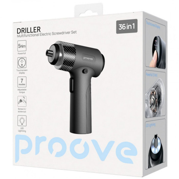  Багатофункціональний набір електричних викруток Proove Driller 36in1 Gray (MTSD35000003)