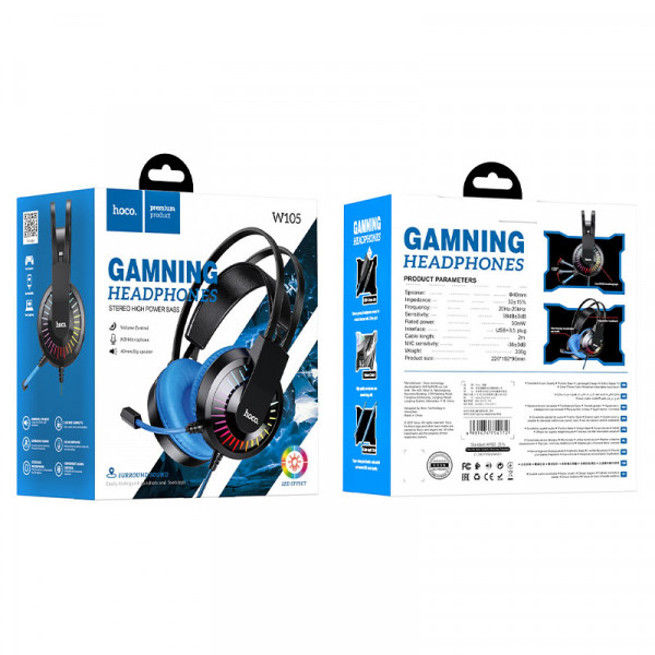  Наушники накладные Hoco W105 Joyful Gaming Headphones Blue