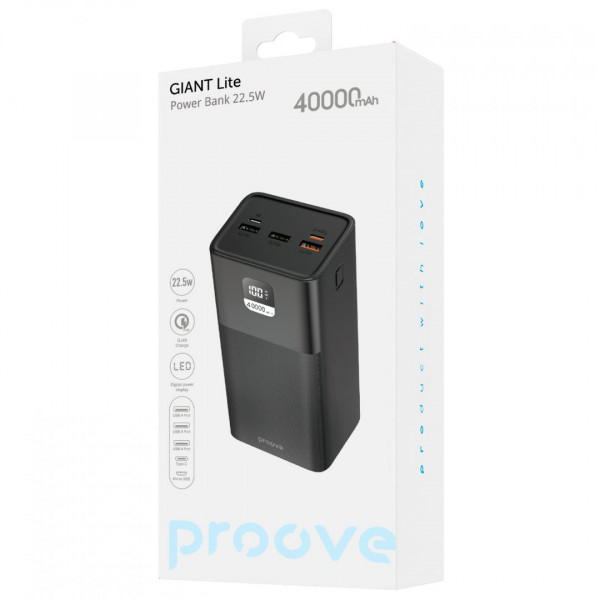  Павербанк Proove Giant Lite 225W 40000mAh Black (PBGI20312201)