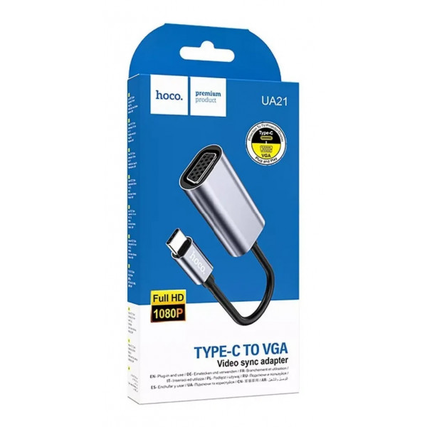  Перехідник Hoco UA21 Origin Type-C to VGA Metal Gray
