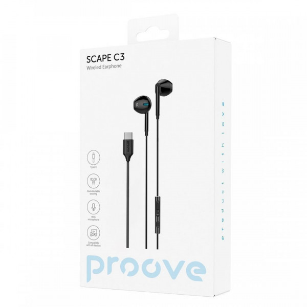  Дротові навушники Proove Scape C3 (Type-C) Black (WESC00002001)