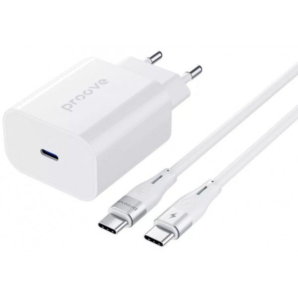  Сетевое зарядное устройство Proove Rapid 30W USB-C + Кабель Type-C to Type-C White (WCRP30012202)