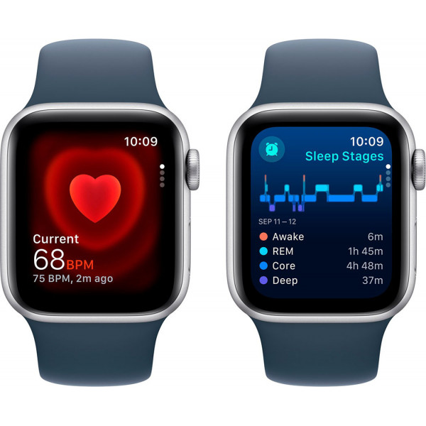  Смартгодинник Apple Watch SE GPS 40mm Silver Aluminium Case with Storm Blue Sport Band – M/L