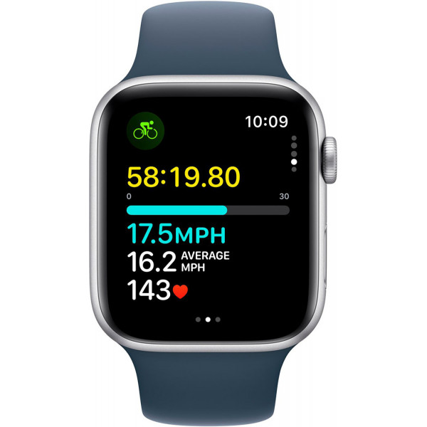  Смартгодинник Apple Watch SE GPS 44mm Silver Aluminium Case with Storm Blue Sport Band – M/L