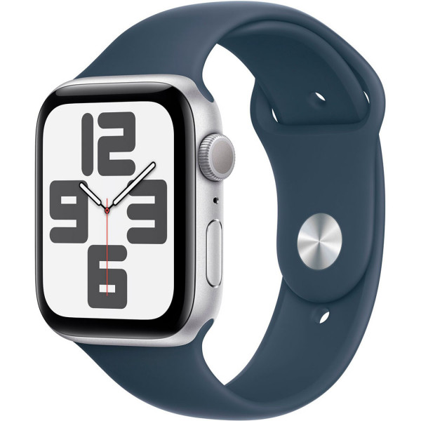  Смартгодинник Apple Watch SE GPS 44mm Silver Aluminium Case with Storm Blue Sport Band – S/M
