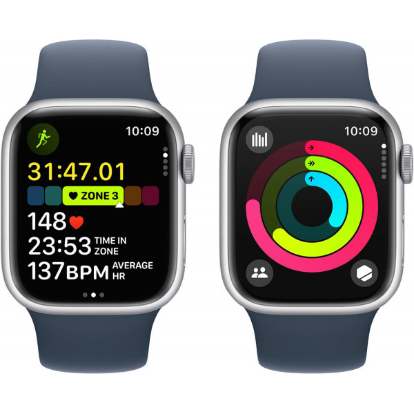  Смартчас Apple Watch Series 9 GPS 41mm Silver Aluminium Case with Storm Blue Sport Band – M/L