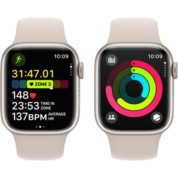  Смартгодинник Apple Watch Series 9 GPS 41mm Starlight Aluminium Case with Starlight Sport Band – M/L