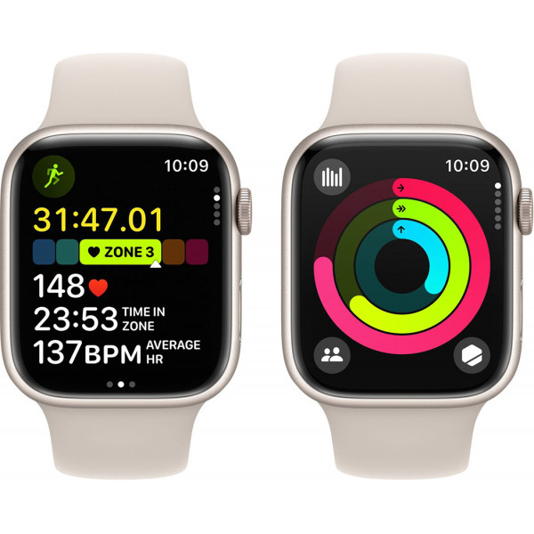  Смартгодинник Apple Watch Series 9 GPS 45mm Starlight Aluminium Case with Starlight Sport Band – S/M